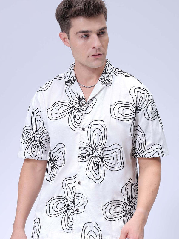 The Indian Garage Co Men Relaxed Fit Cuban Collar Floral Printed Casual Shirt