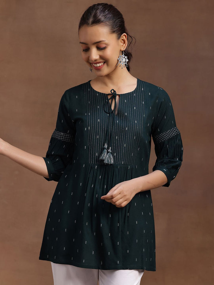 Libas Geometric Woven Design Dobby Pleated Kurti