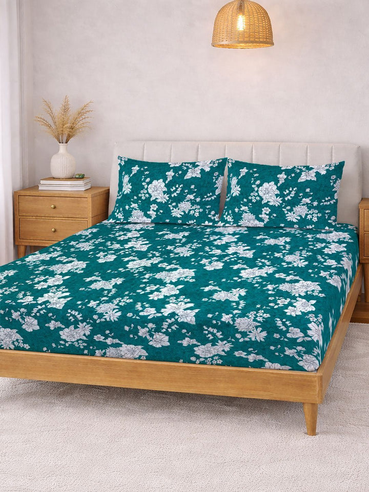 KLOTTHE Green Floral 300 TC Cadar King
