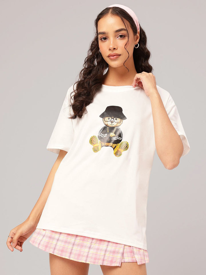 DressBerry Cuddly Classic Printed Relaxed Fit T-shirt