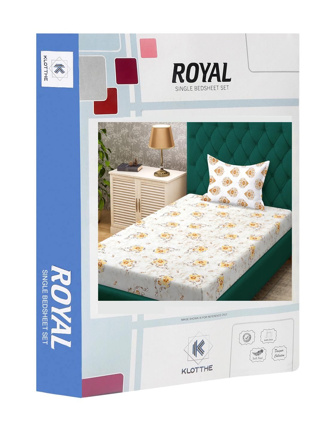 KLOTTHE Yellow Floral Cotton Single Bedsheets