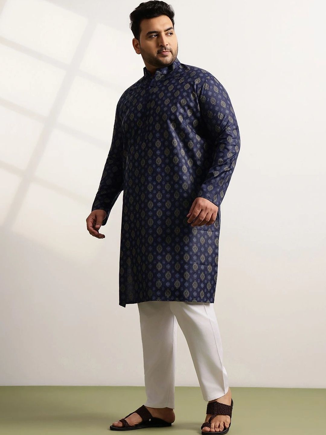 SOJANYA PLUS Men Ethnic Motifs Printed Regular Pure Cotton Kurta with Pyjamas