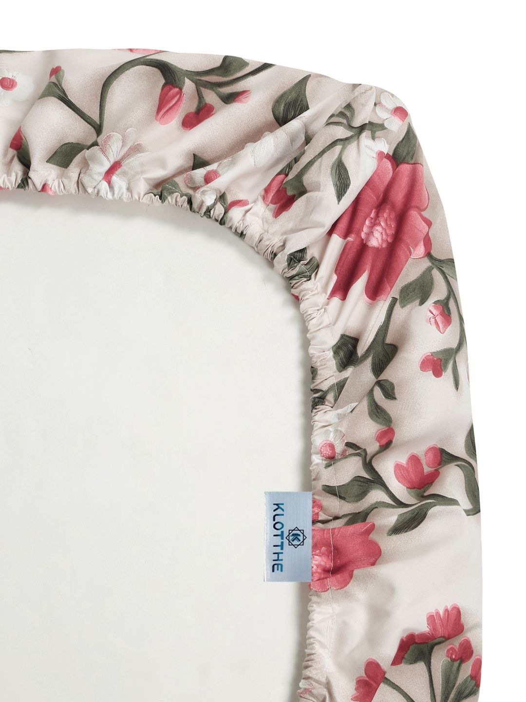 KLOTTHE Green & Pink Floral 300-Thread Count 7D-King Size Bedsheet With 2-Pillow Covers
