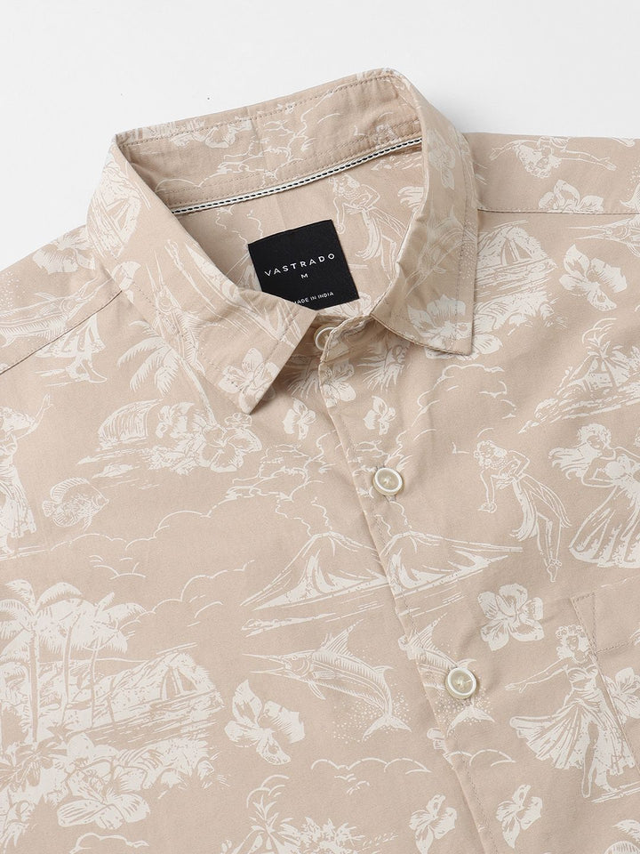 VASTRADO Men Classic Slim Fit Floral Opaque Printed Casual Shirt