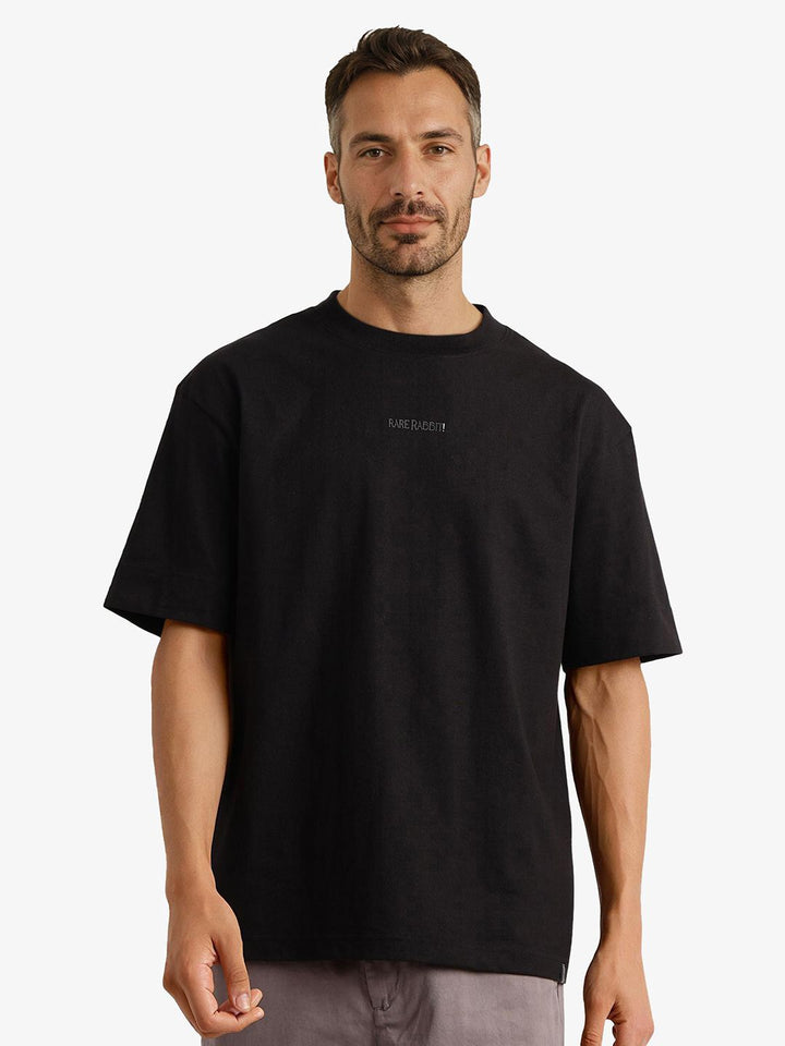 RARE RABBIT Men Graphic Printed Round Neck Cotton Oversized T-shirt