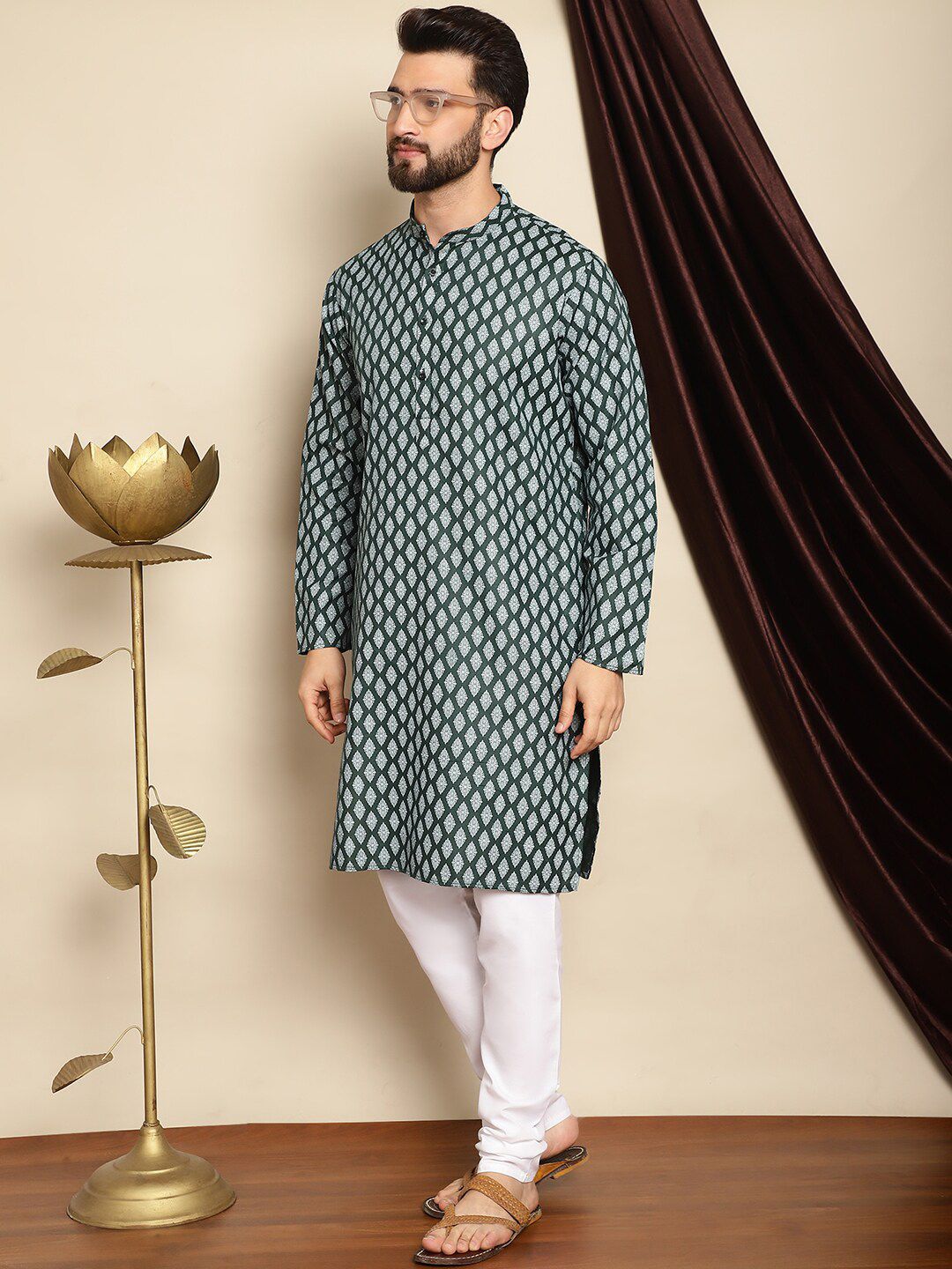 Anouk Ethnic Motifs Printed Kurta With Churidar