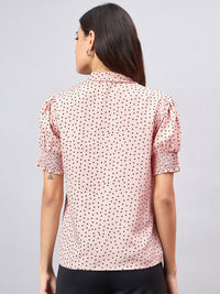 Style Quotient Women Polka Dots Printed Tie-Up Neck Top