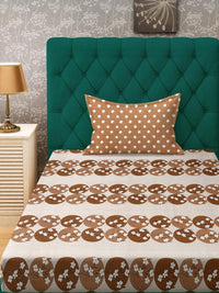 KLOTTHE Brown Floral Cotton Single Bedsheets