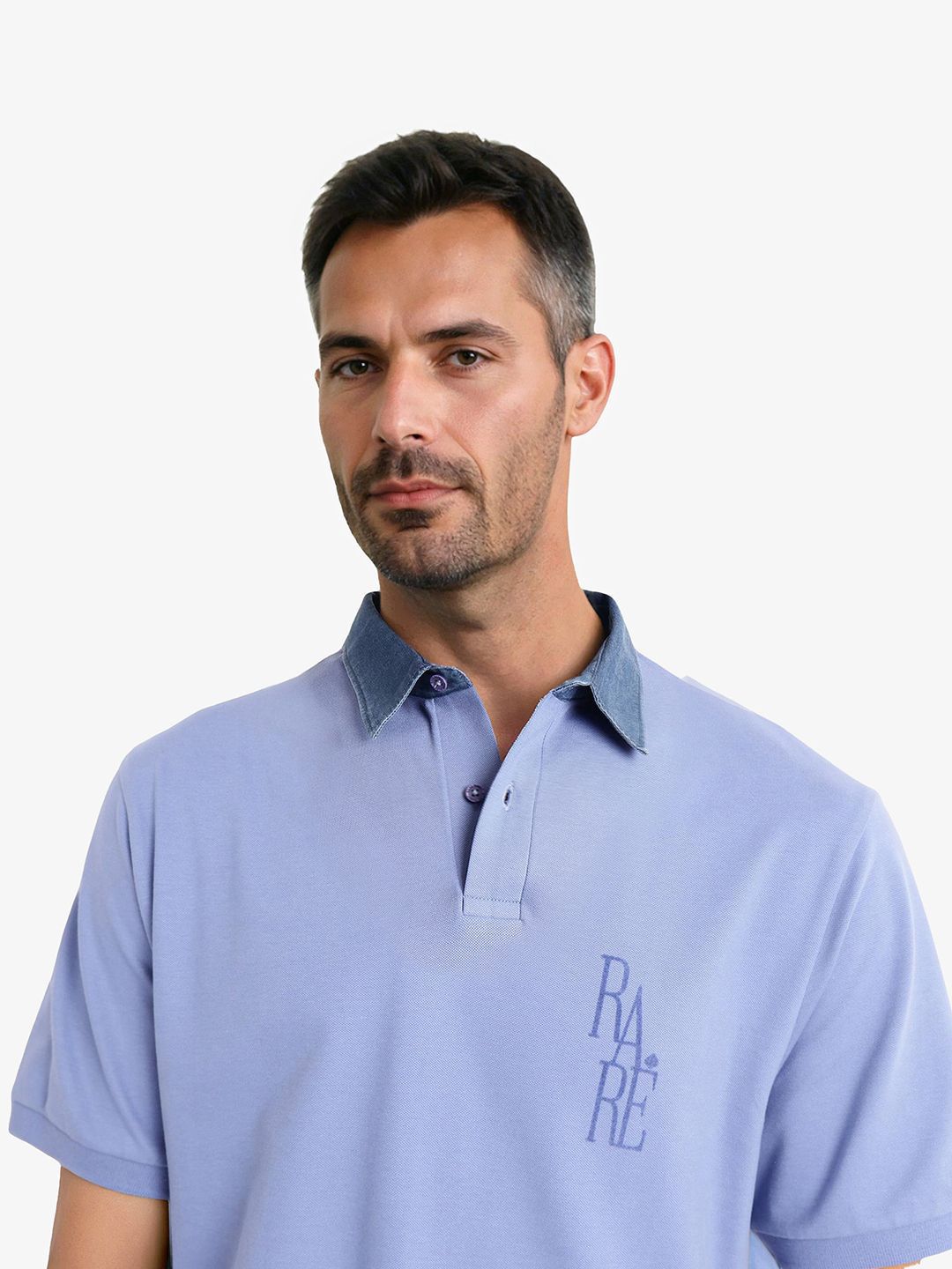 RARE RABBIT Men Solid Polo Collar Cotton T-shirt