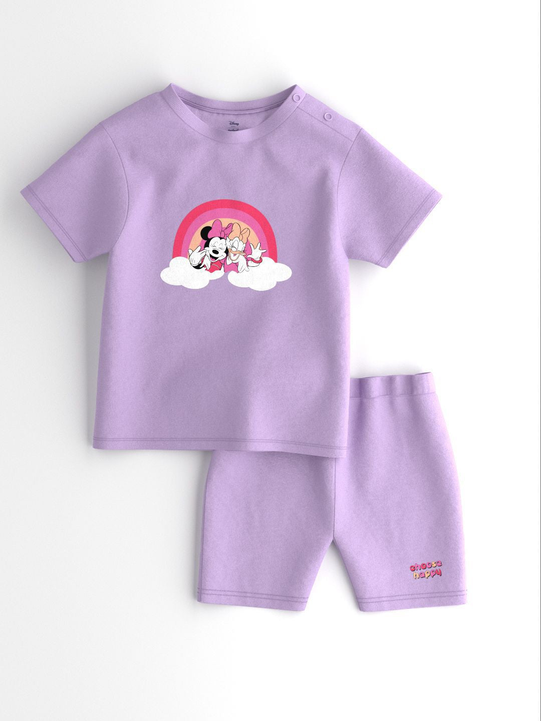 NautiNati Disney Girls Cotton Minnie & Daisy Printed Set of T-shirt and Shorts