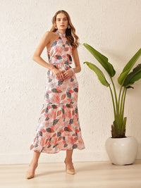 STREET 9 Halter Neck Floral Midi Dress