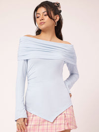 DressBerry It Girl Essential Off Shoulder Asymmetric Bardot Top