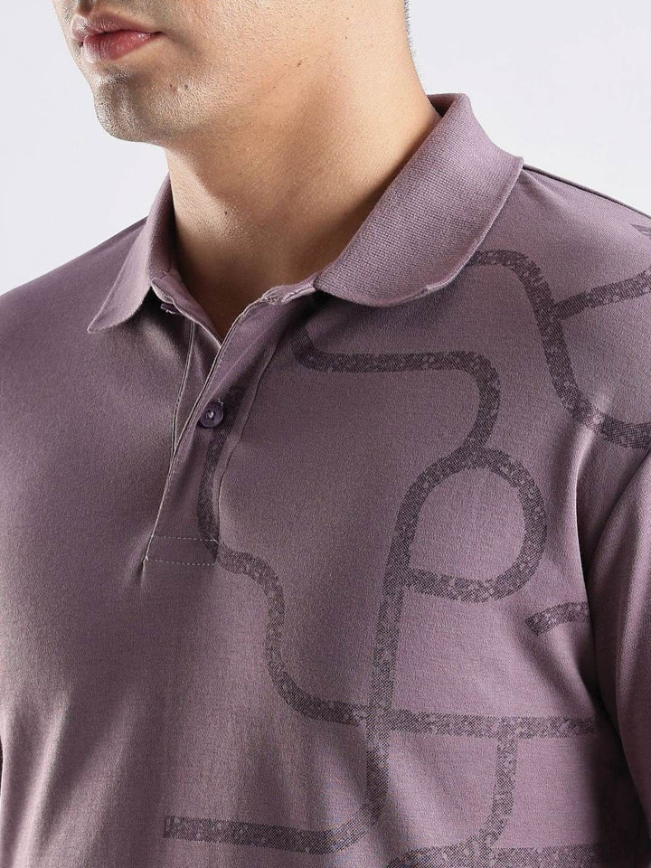 ADRO Abstract Printed Polo Collar Cotton T-shirt