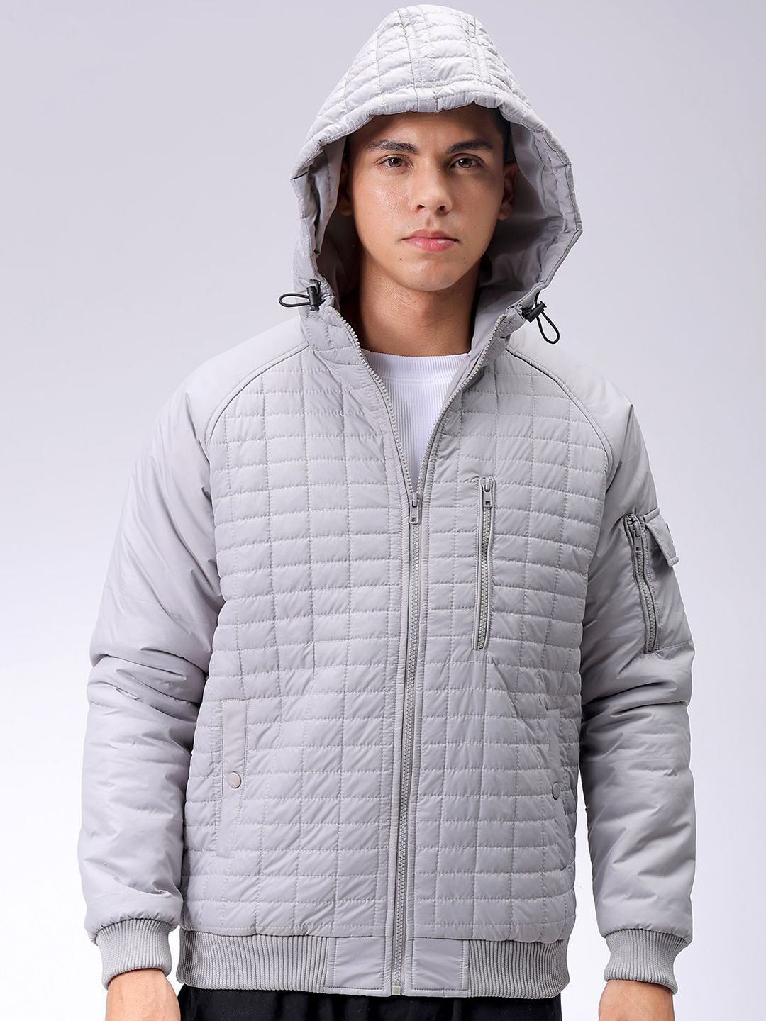 The Indian Garage Co Men Hooded Slim Fit Bomber Jacket
