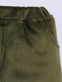 Moms Love Infant Boys Ribbed Velvet-Finish Pure Cotton Hooded Sweatshirt With Joggers