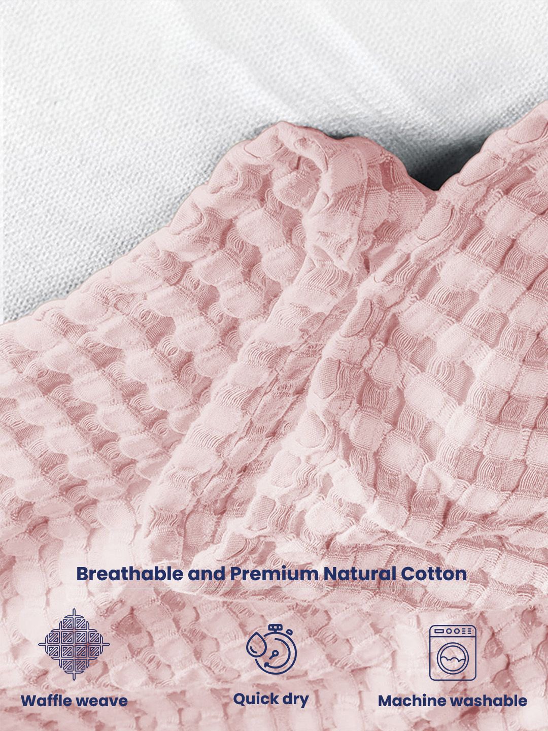 URBAN SPACE Waffle Pink Checked Cotton AC Room 150 GSM Double Bed Blanket