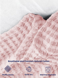 URBAN SPACE Waffle Pink Checked Cotton AC Room 150 GSM Double Bed Blanket