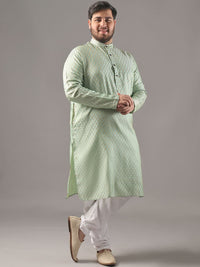 SOJANYA PLUS Plus Size Men Ethnic Motifs Woven Design Straight Kurta With Pyjamas