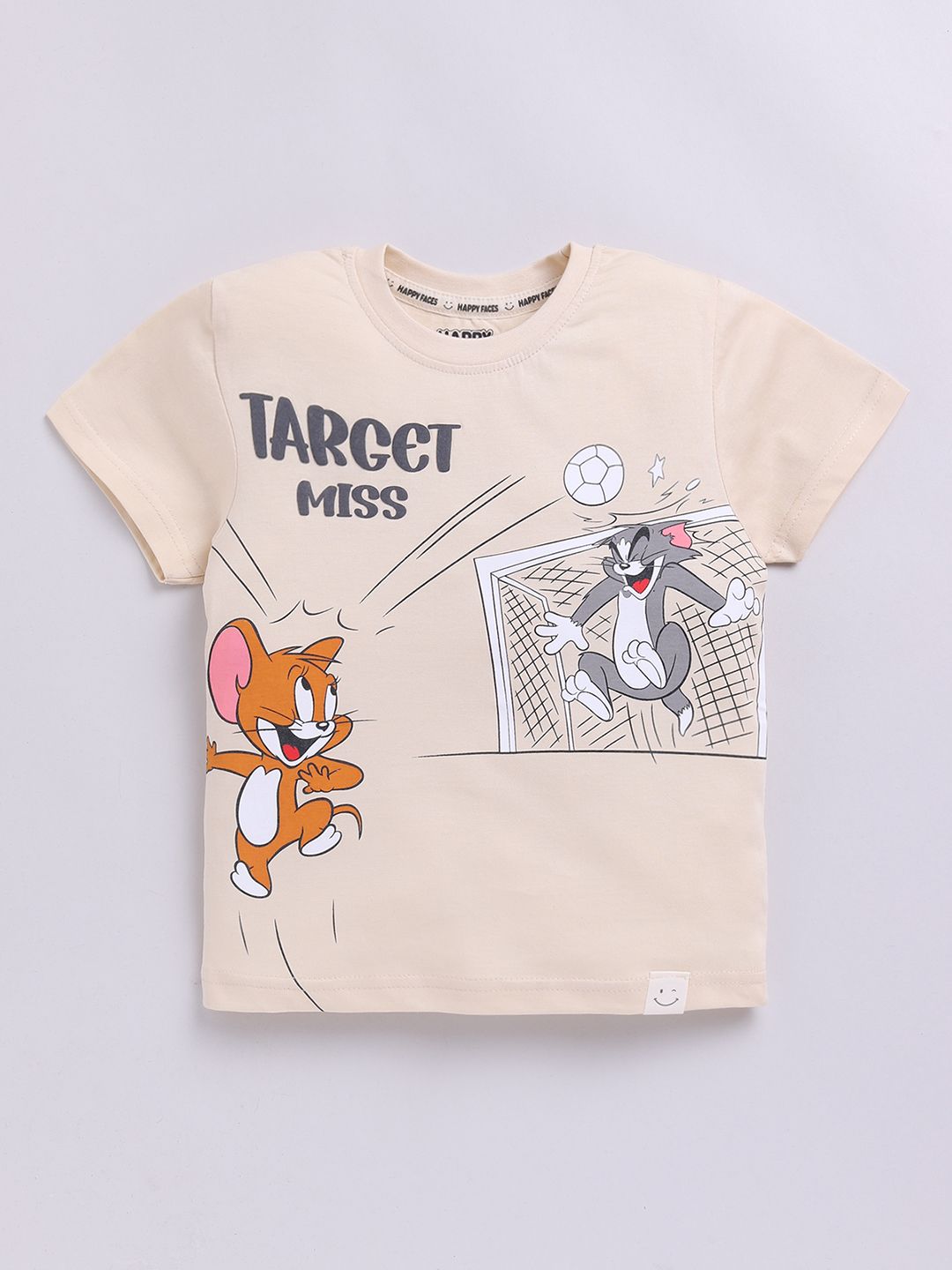 Happy Faces Boys Tom & Jerry Printed Pure Cotton T-shirt