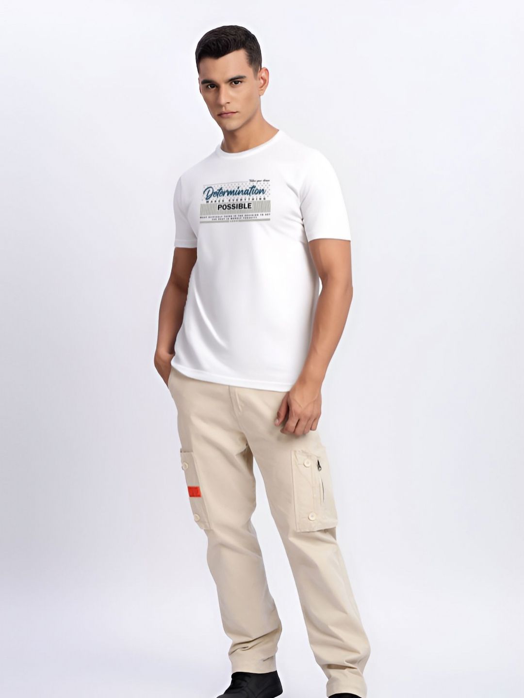 ADRO Typography Printed Round Neck Cotton T-shirt