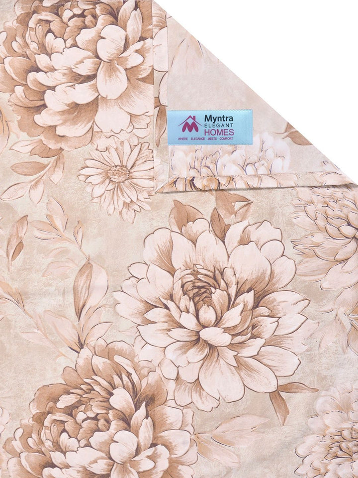 Myntra Elegant Homes Beige Floral 300 TC Super King Double Bedsheet dengan 2 Sarung Bantal