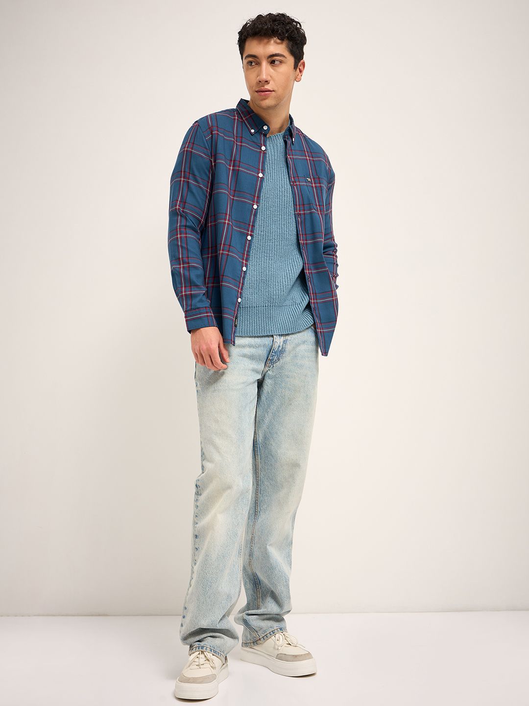 THE BEAR HOUSE Men Tartan Checked Slim Fit Casual Shirt