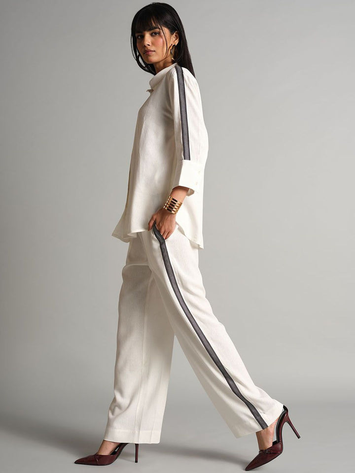 AND Side Stripes-Detail Three-Quarter Sleeves Shirt & Trouser