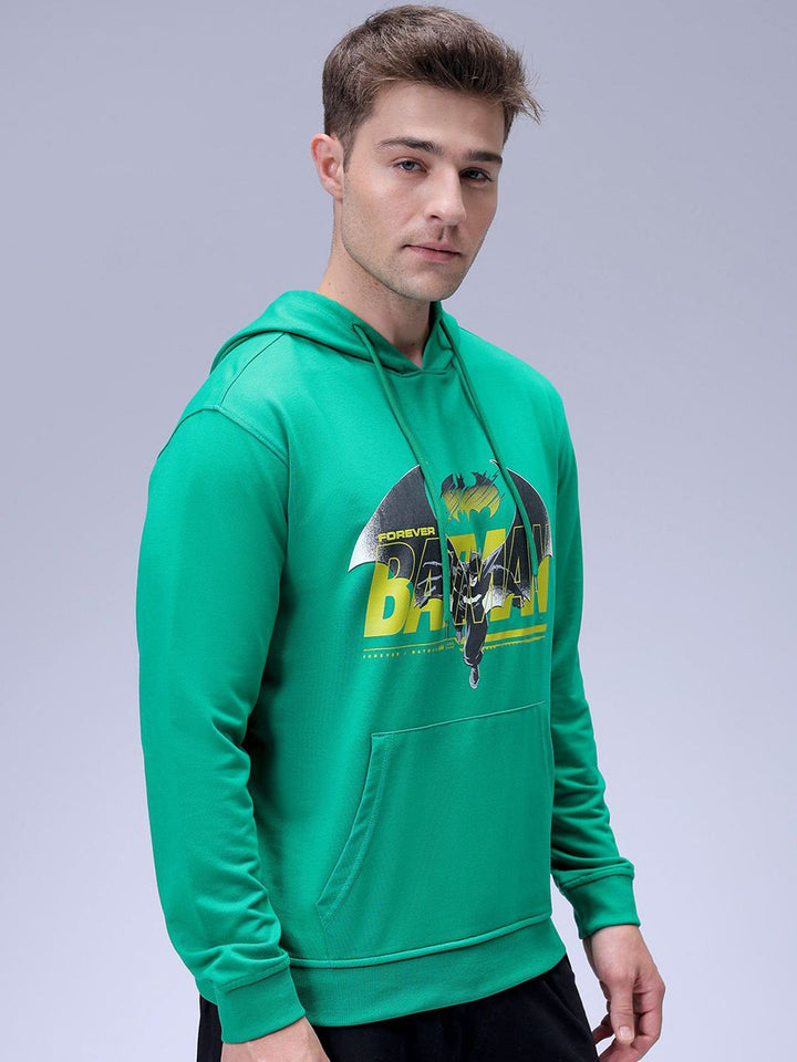 The Indian Garage Co Men Oversized Batman Printed Overhead Hooded Sweatshirt