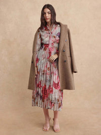 RAREISM Floral Print Tie-Up Neck A-Line Maxi Dress