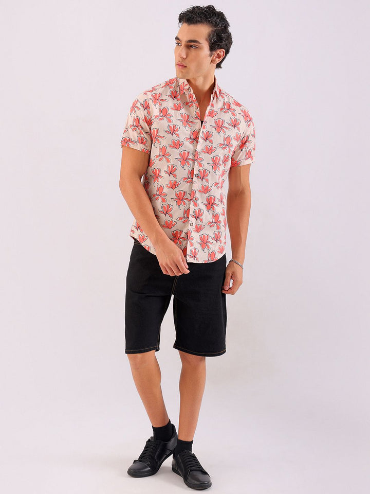 The Indian Garage Co Men Slim Fit Floral Printed Resortwear Shirt
