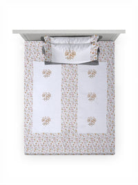 Myntra Elegant Homes White Floral Cotton Breathable 400 TC Single Superfine Bedsheet with 2 Pillow Covers-225 x 150 cm