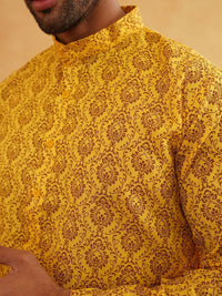 SOJANYA Ethnic Motifs Printed Band Collar Kurta With Pyjama