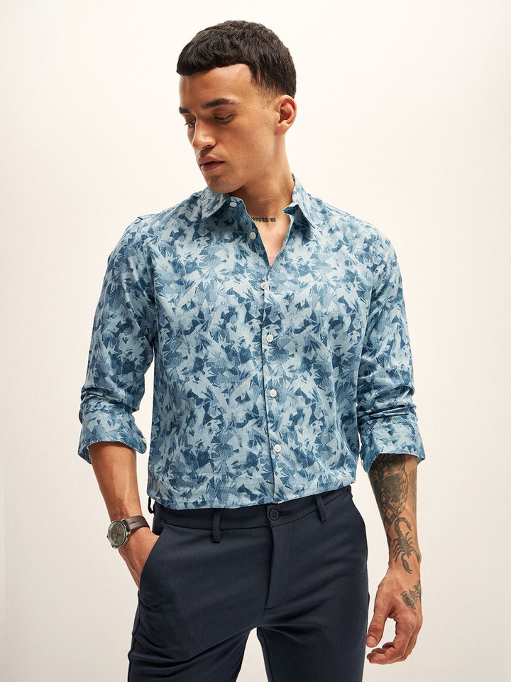 THE BEAR HOUSE Men Slim Fit Floral Printed Pure Cotton Casual Shirt