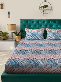 Myntra Elegant Homes Multicolor 300 TC Super King Double Bedsheet dengan 2 Sarung Bantal