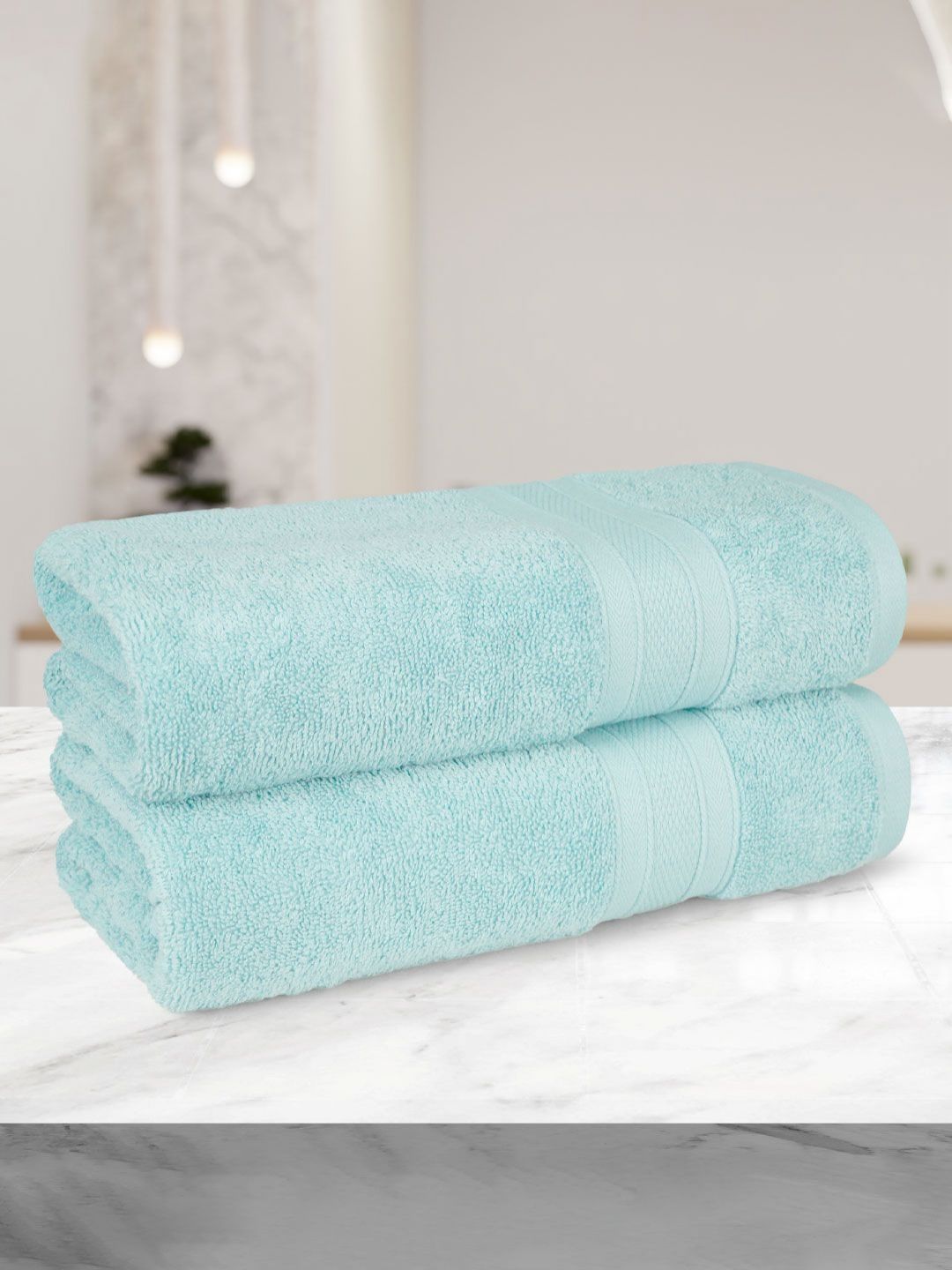 MYTRIDENT Blue 2 Pieces Cotton 500 GSM Bath Towel