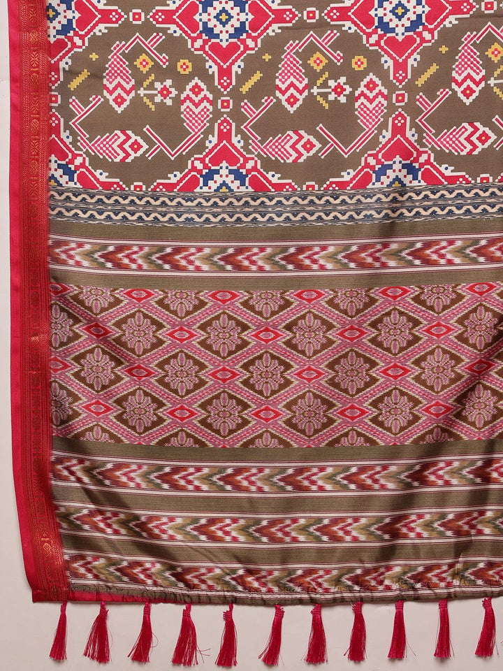 Silk Land Patola Ikat Digital Print Saree