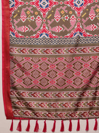 Silk Land Patola Ikat Digital Print Saree