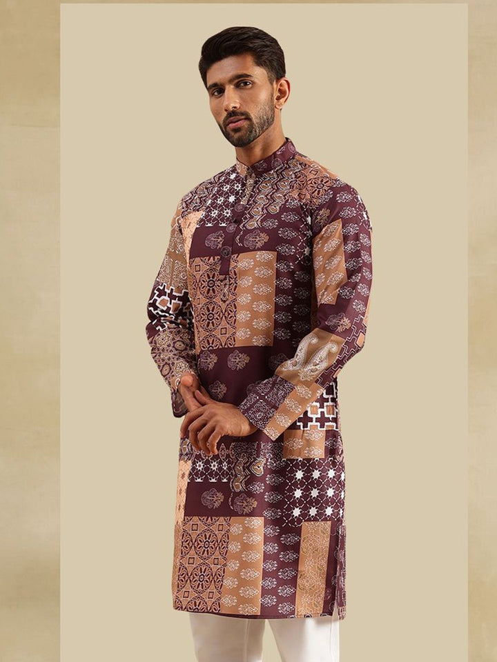 Anouk Men Ethnic Motifs Printed Mandarin Collar Straight Kurta