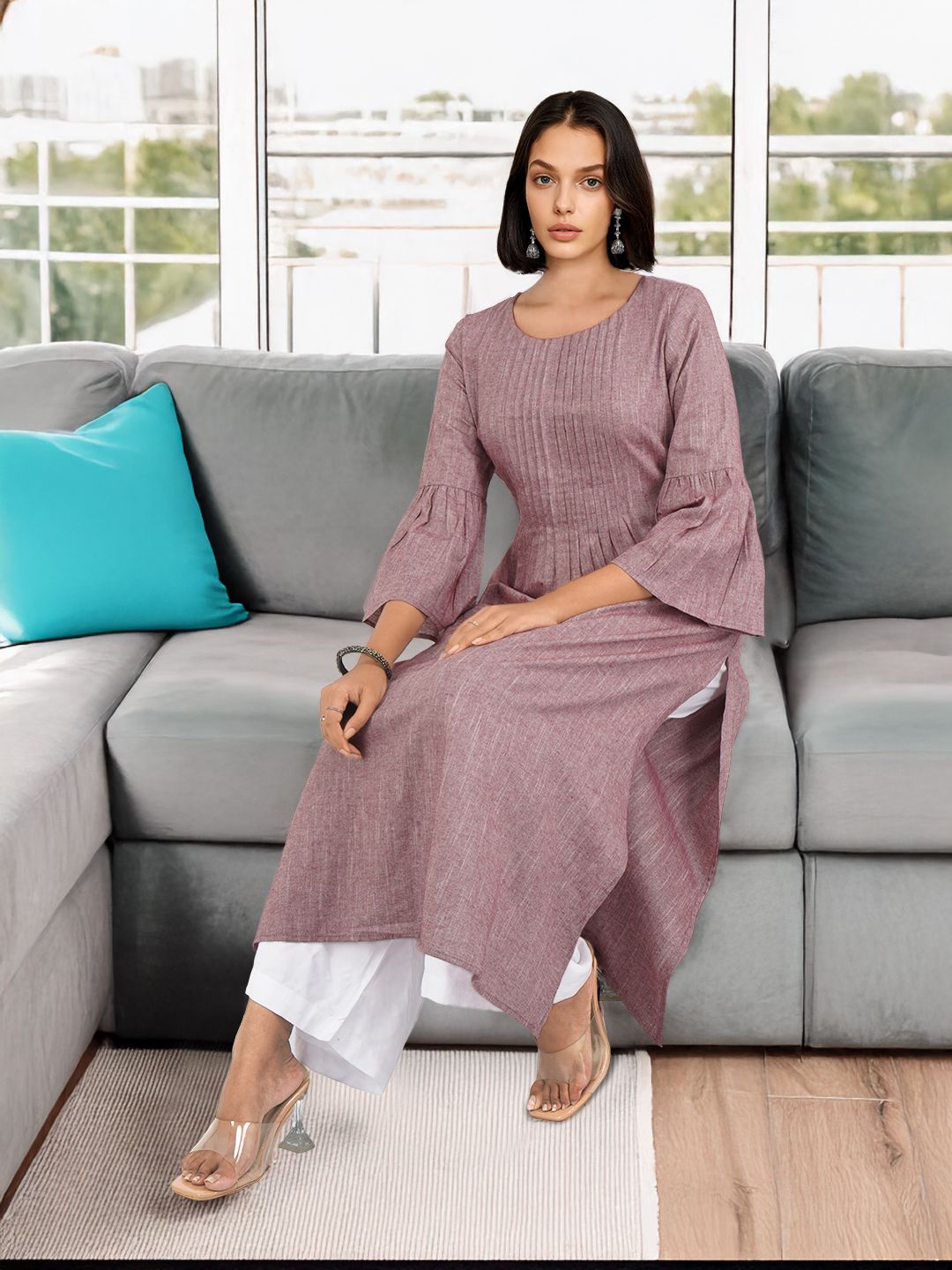 all about you Pleated Straight Kurta