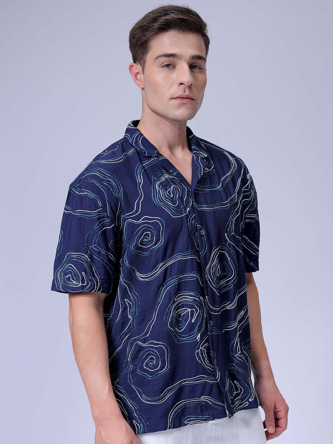 The Indian Garage Co Men Relaxed Fit Embroidery Resortwear Shirt