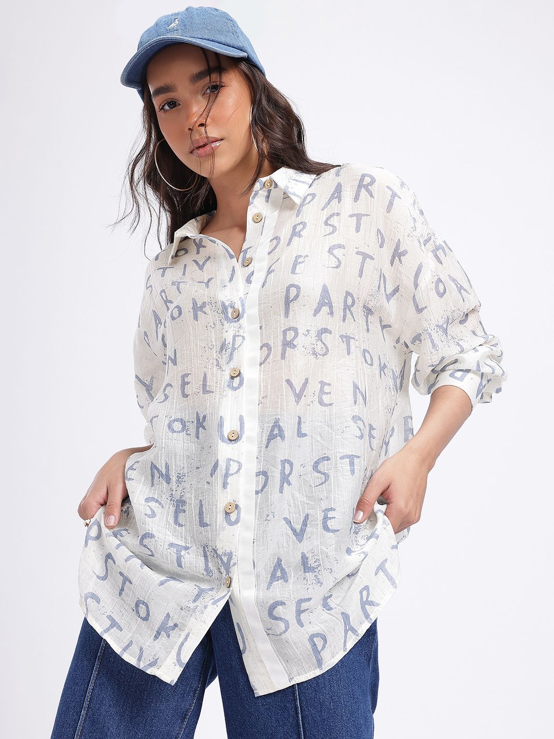 DressBerry Glitter Code Typographic Shirt