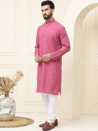SOJANYA Kurta Lurus Linen Kapas Kolar Mandarin dengan Piyama