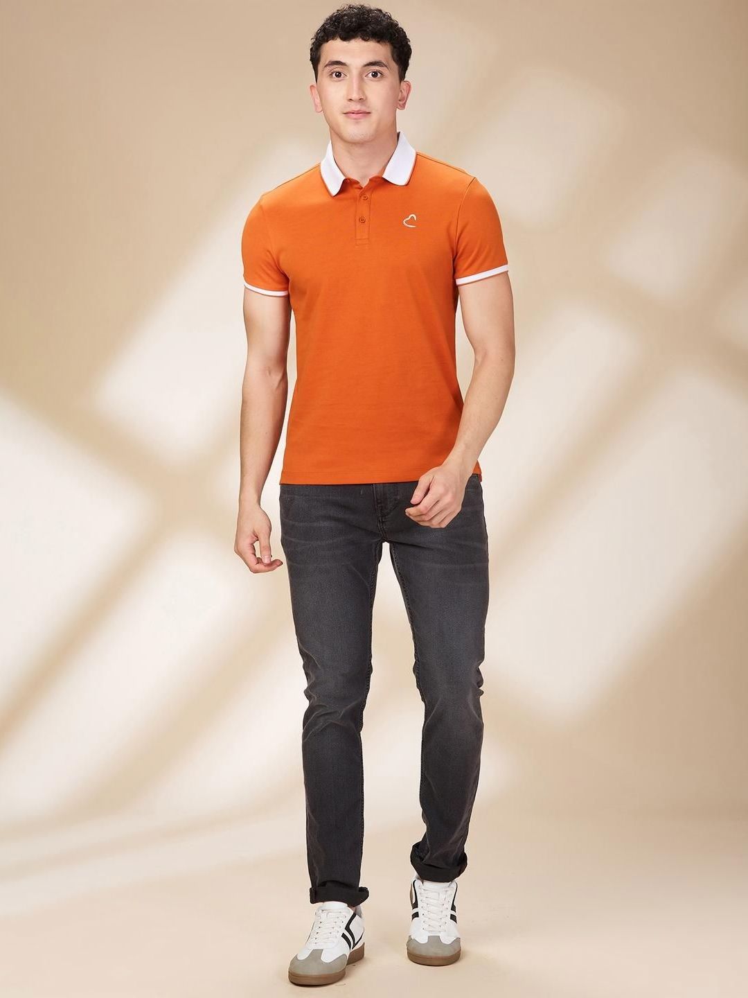 Being Human Men Solid Polo Collar Cotton Slim Fit T-shirt