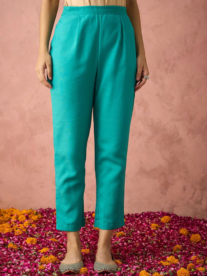 KALINI Ethnic Motifs Embroidered Straight Kurta With Trousers & Dupatta