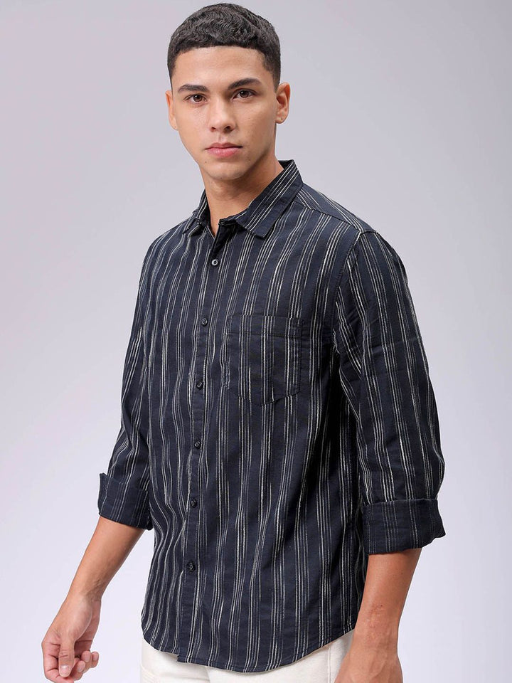 The Indian Garage Co Men Slim Fit Multi Stripes Opaque Striped Casual Shirt