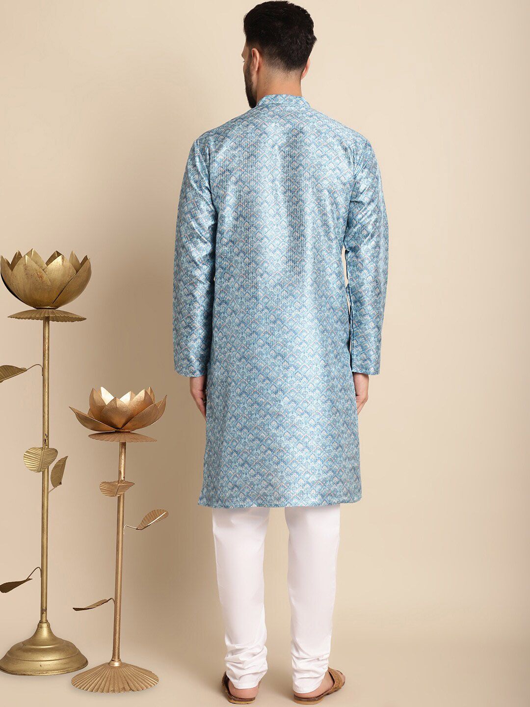 Anouk Ethnic Motifs Woven Design Jacquard Silk Kurta with Churidar