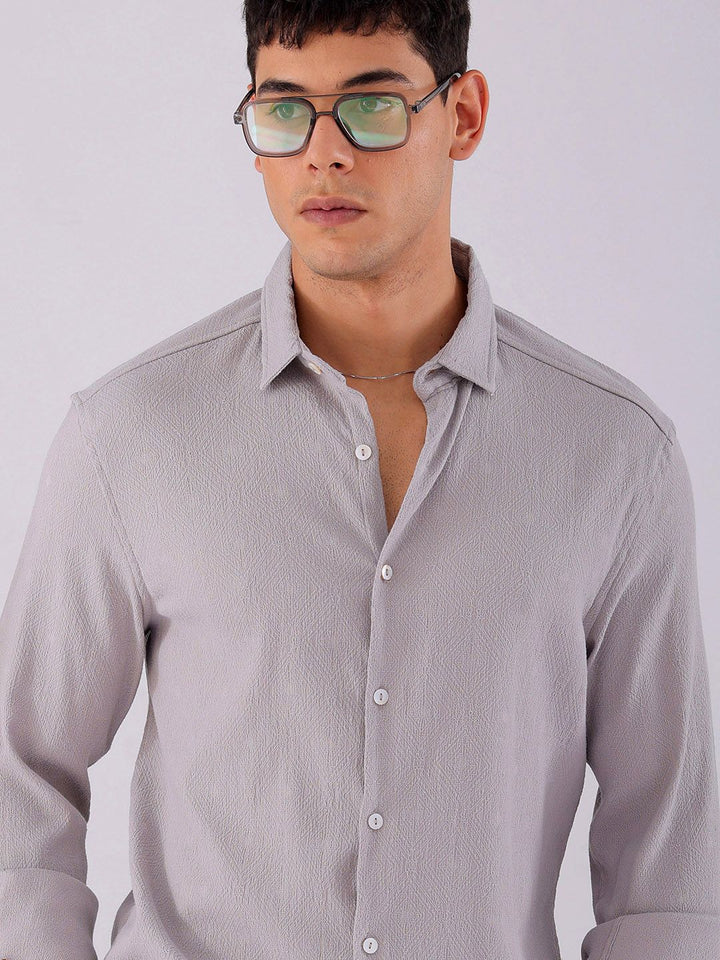 The Indian Garage Co Men Slim Fit Textured Jacquard Resortwear Shirt