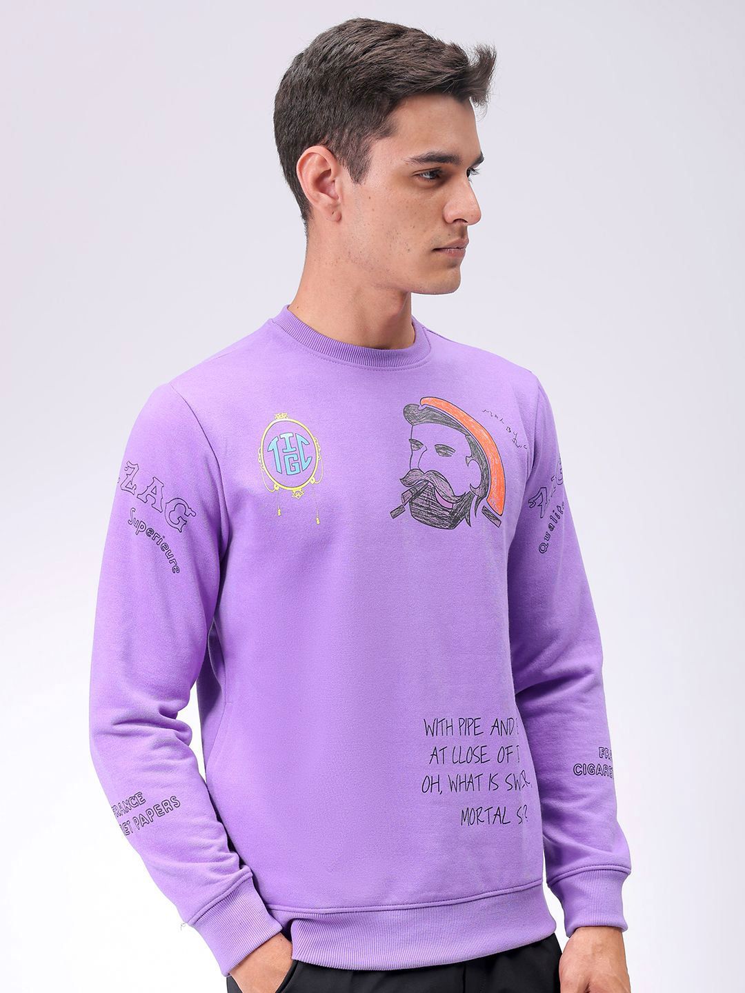 The Indian Garage Co Men Printed Round Neck Pullover Sweatshirt