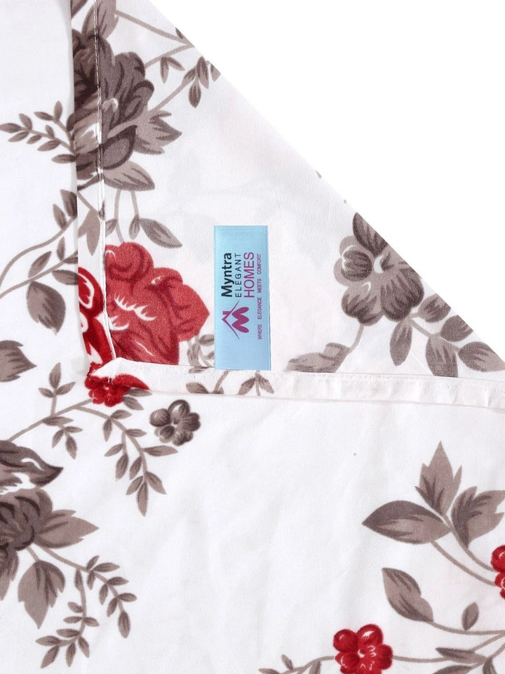 Myntra Elegant Homes White Floral 300 TC Single Bedsheet with 1 Pillow Covers