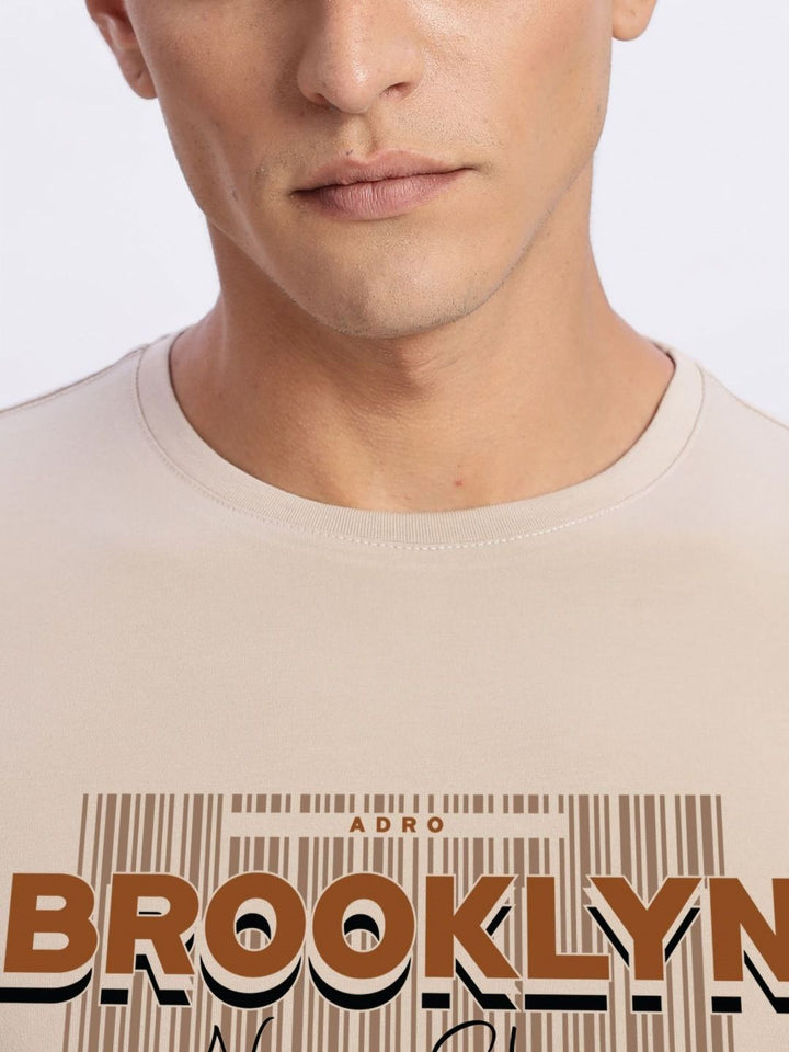ADRO Typography Printed Round Neck Cotton T-shirt